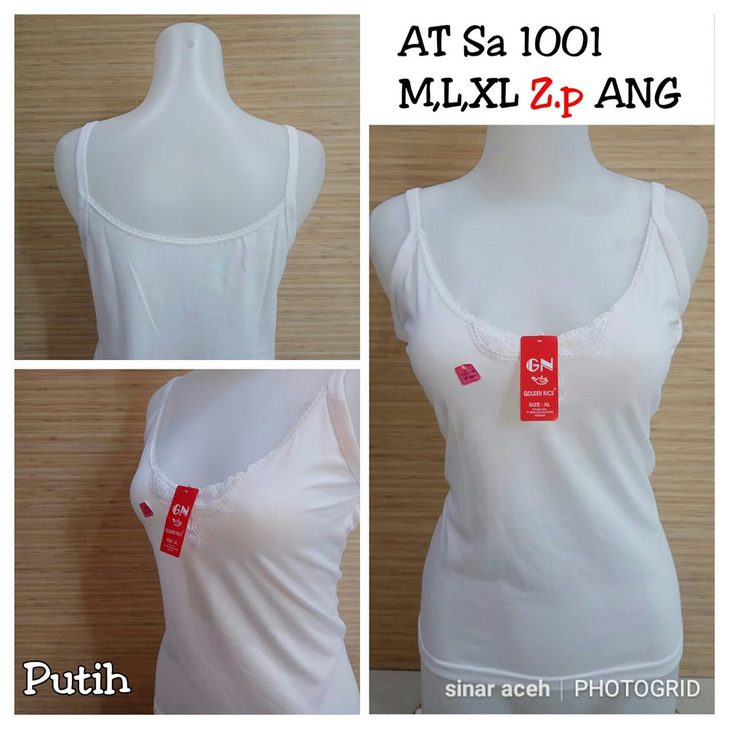 GOLDEN NICK | Tanktop wanita Tali kecil  katun tebal Putih renda kombinasi / Tanktop GN SA 1001