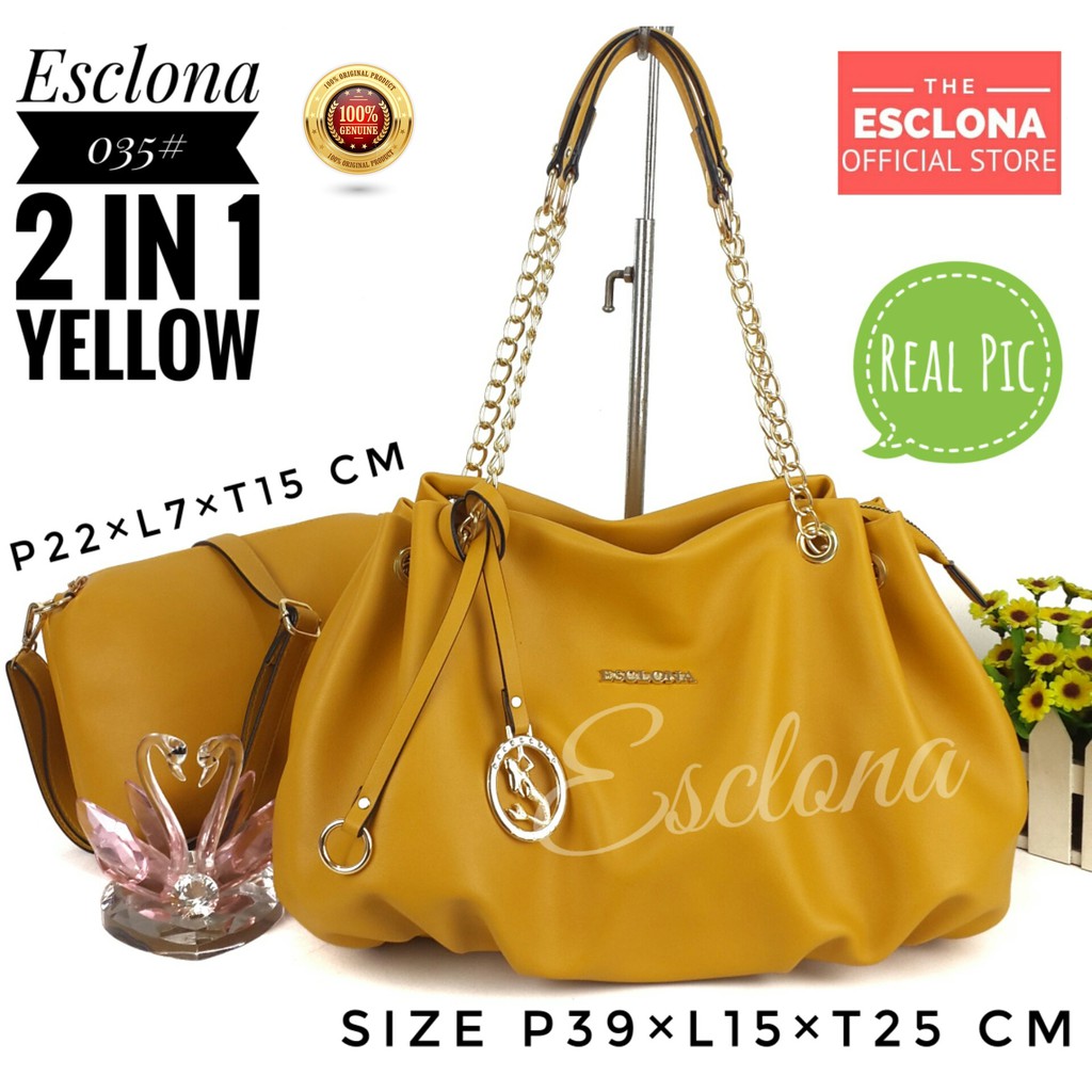 Tas Wanita Import Batam Bag Esclona 035 Selempang Cewek Branded Grosir Fashion Murah Handbag Original Besar Kantor Kerja Kuliah Premium Super Populer Terbaru Terlaris Hobo