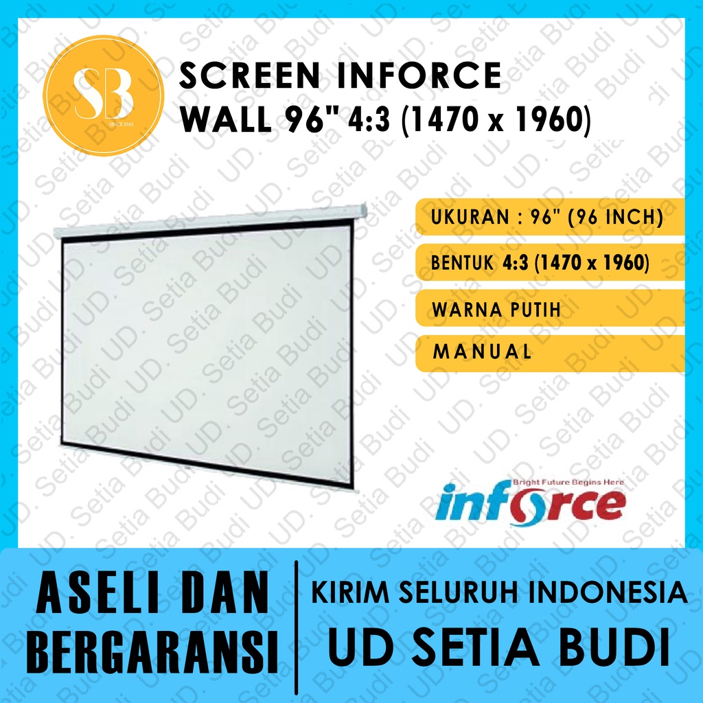 Screen projector wall Inforce 96&quot; / layar Proyektor Manual 96&quot; 4:3