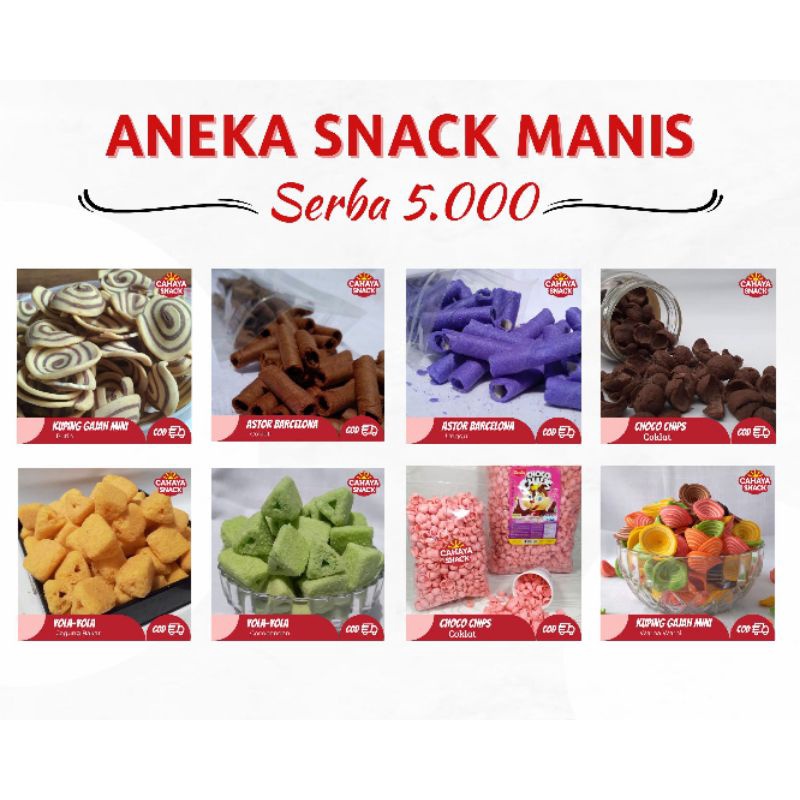 

ANEKA SNACK SERBA 5.000 TERLENGKAP makanan ringan snack kiloan camilan manis