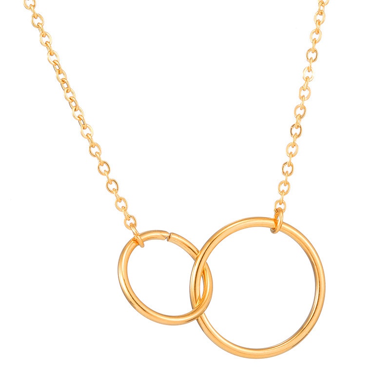 【MHANG】Kalung Liontin Lingkaran Sederhana Kepribadian Fashion Niche Rantai Klavikula Wanita Lingkaran Ganda Halus Aksesoris Fashion Wanita Women
