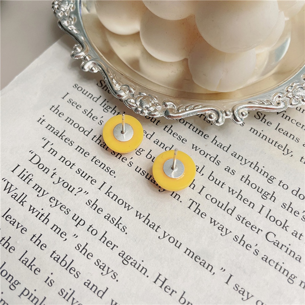 Anting Tusuk Motif Smiley face Warna Kuning Ala korea Untuk Wanita
