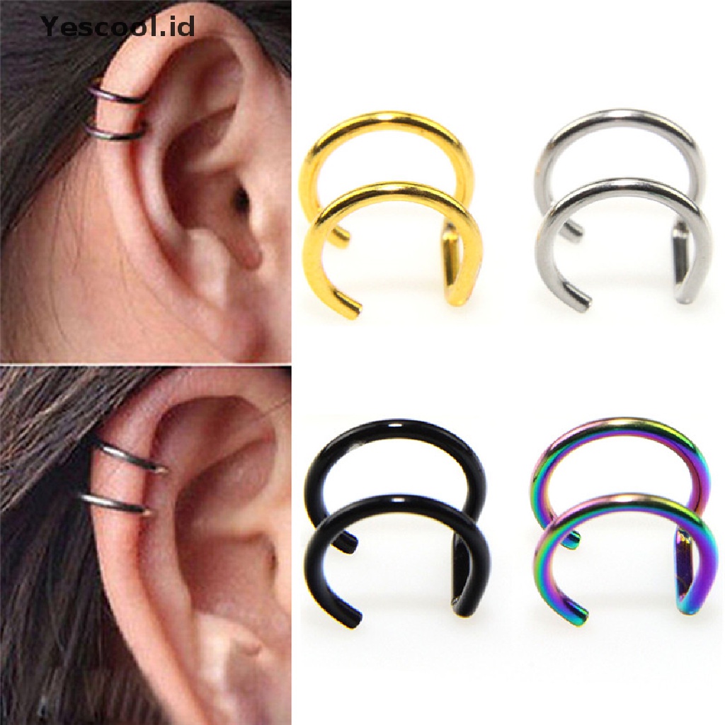 2 Pcs Anting Klip Telinga Hidung Bibir Palsu Bentuk U Untuk Unisex