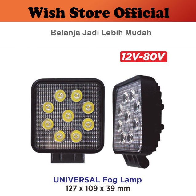 [PCS] Lampu Sorot Kabut Fog Lamp Foglamp Universal LED DNY 402 9 titik Krey Kotak 5" Inch