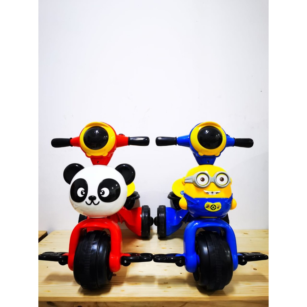 PROMO BBR191 Sepeda Anak Roda Tiga Tricycle Bike Mainan Motor Motoran aki panda minion