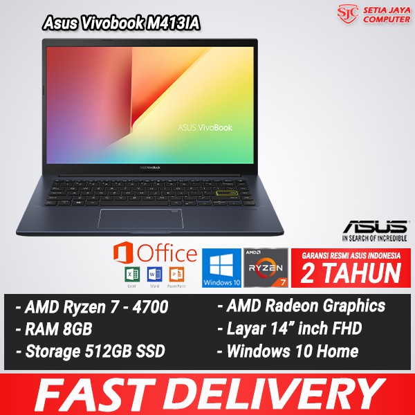 LAPTOP ASUS VIVOBOOK M413IA RYZEN 7-4700U 8GB 512GB SSD    14