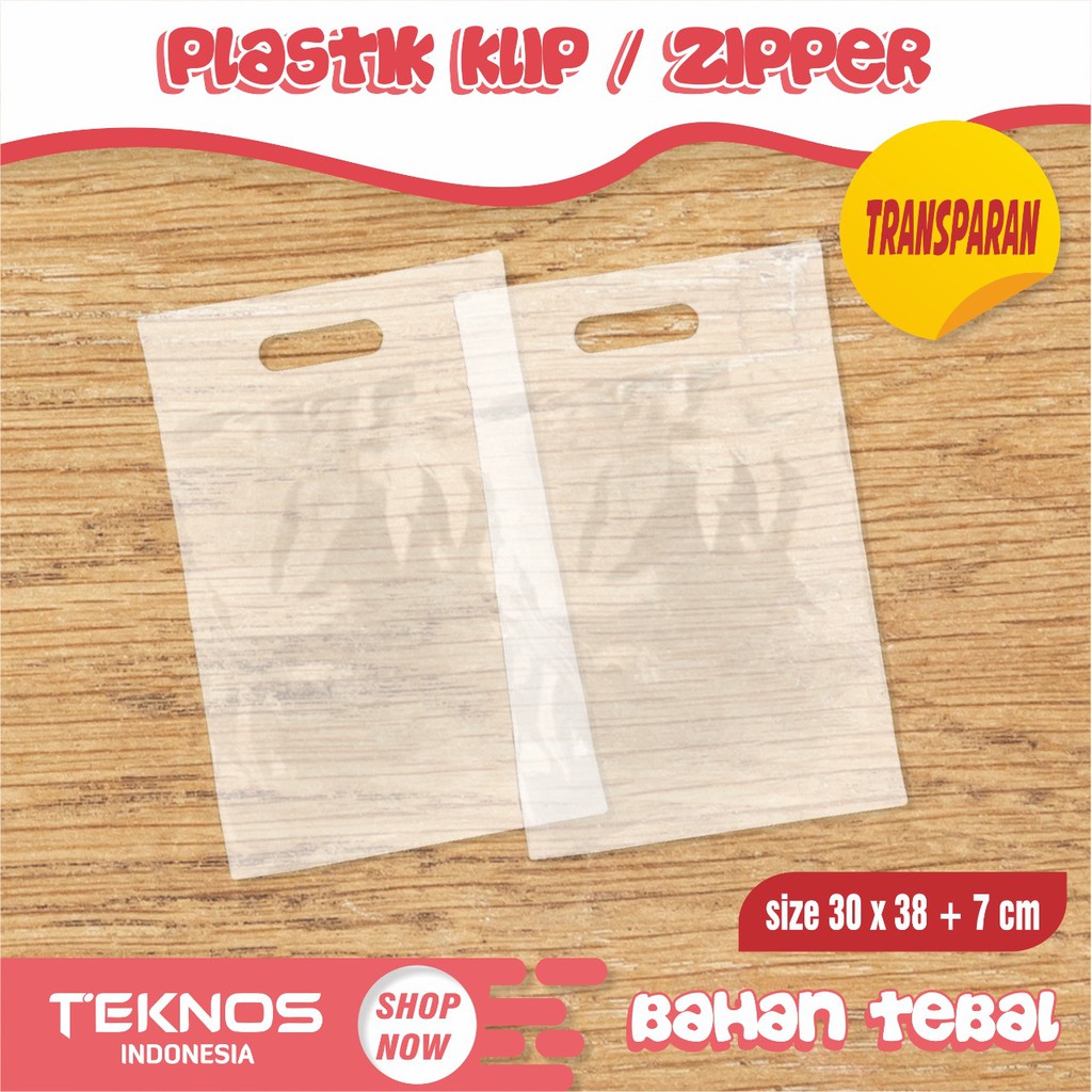 PLASTIK KLIP PLONG ZIPLOCK BESAR UKURAN 30X38+7 TRANSPARAN TEBAL MURAH [100 pcs]