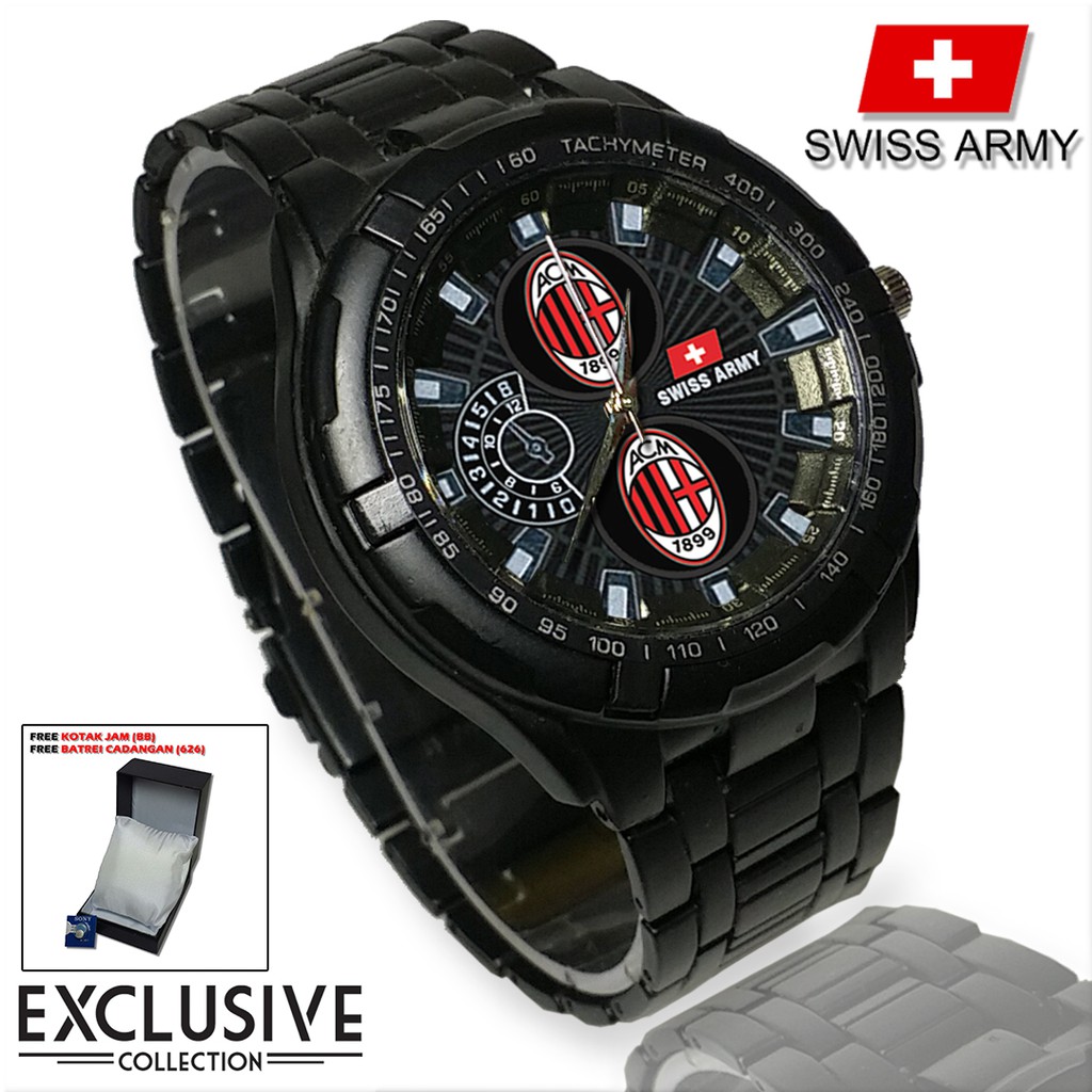 (Istimewa Bossque) Jam MILAN Rantai Sport (Black Doff)