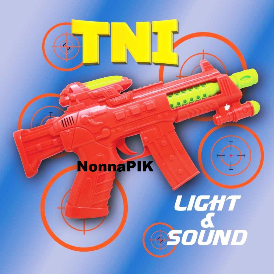 Mainan Anak Laki Senjata Pistol Airball TNI Gun Light Sound Lampu