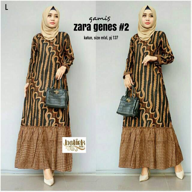 Gamis Genes Sogan Batik Modern Muslim Maxi Pesta Kondangan Seragaman Gamis Batik