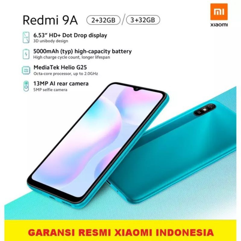 HP Xiaomi Redmi 9A Ram 2/32GB & 3/32GB 6,5" 5000mAh 13MP MediaTek Helio G25 Granite Gray