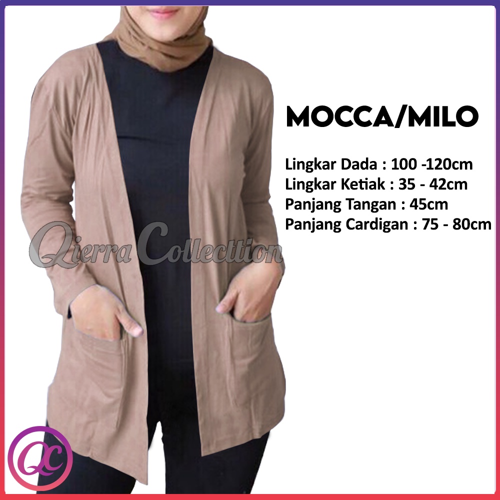 Cardigan basic, Cardigan wanita, Cardigan Outer Dan Kemben Bahan Rayon Premium-Mocca