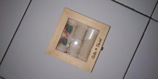 Kotak Cincin Kayu Kecil + Bunga Untuk Seserahan/ Lamaran Kc