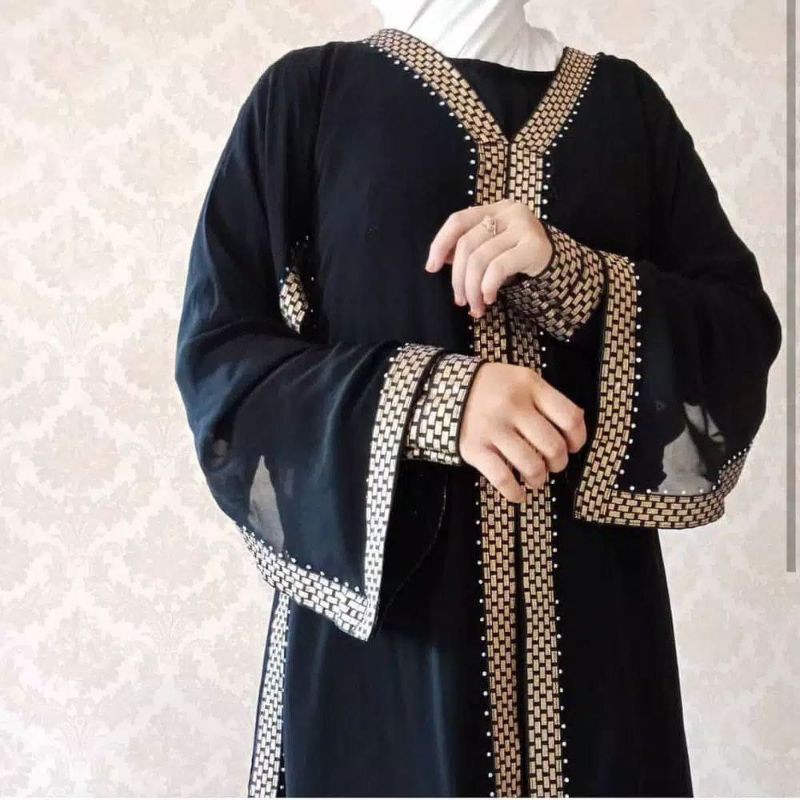 Abaya Gamis Wanita Saudi Mewah Elegan Abaya Arab Hitam Bordir