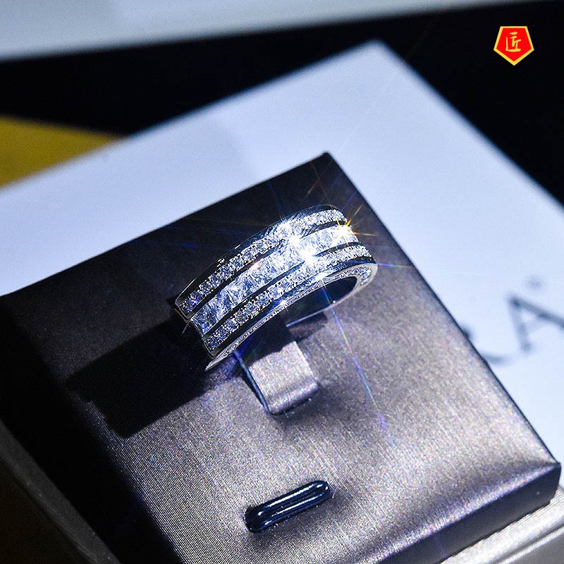 [Ready Stock]Simple Luxury Micro-Inlaid Diamond Ring