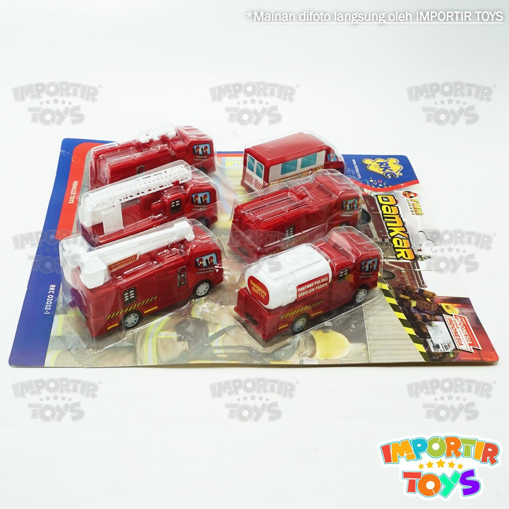 6 PCs Mainan Mobil Truk Pemadam Kebakaran Anak Set Komplit Murah Berkualitas!