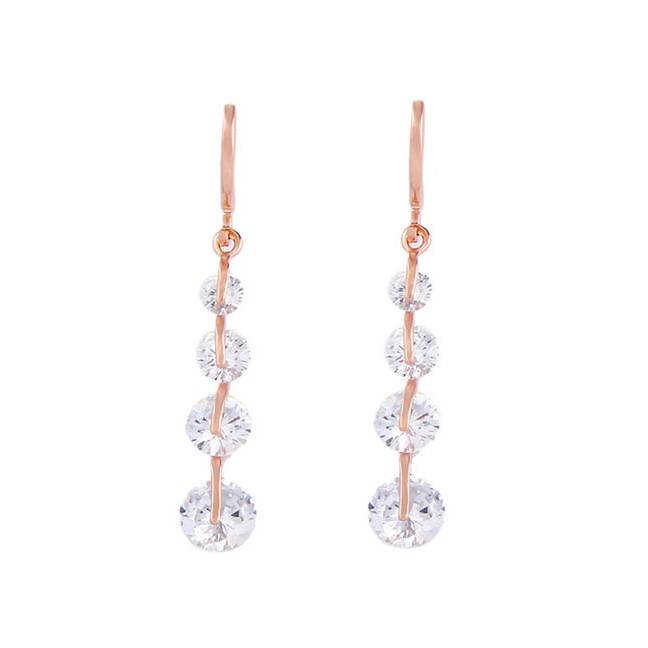 LRC Anting Tusuk Fashion Zircon Drop Earrings F58827