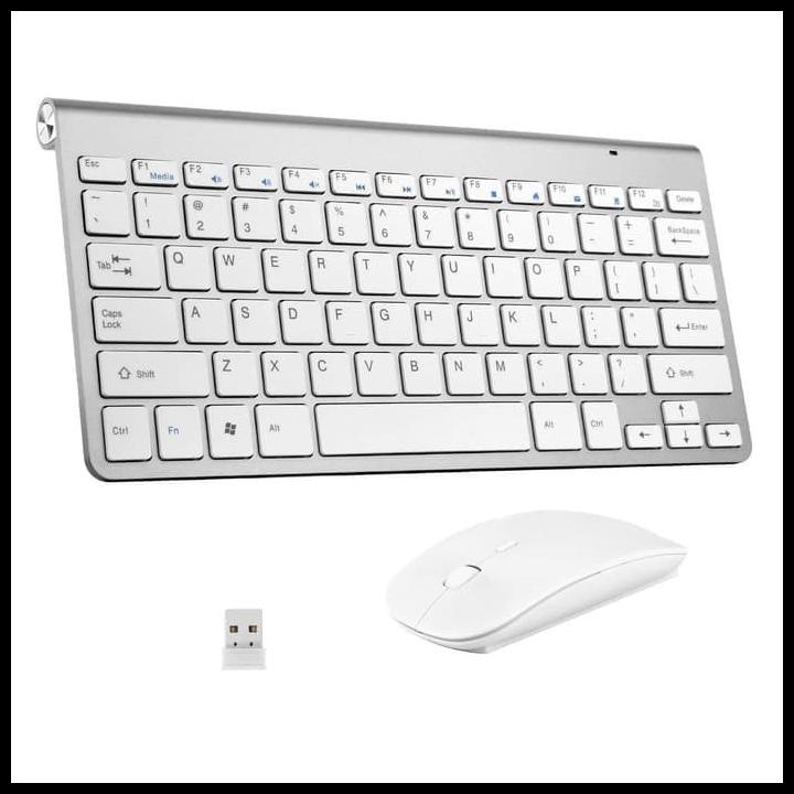 Ultra Slim Wireless Keyboard Multimedia Combo Set With Mouse - Silver