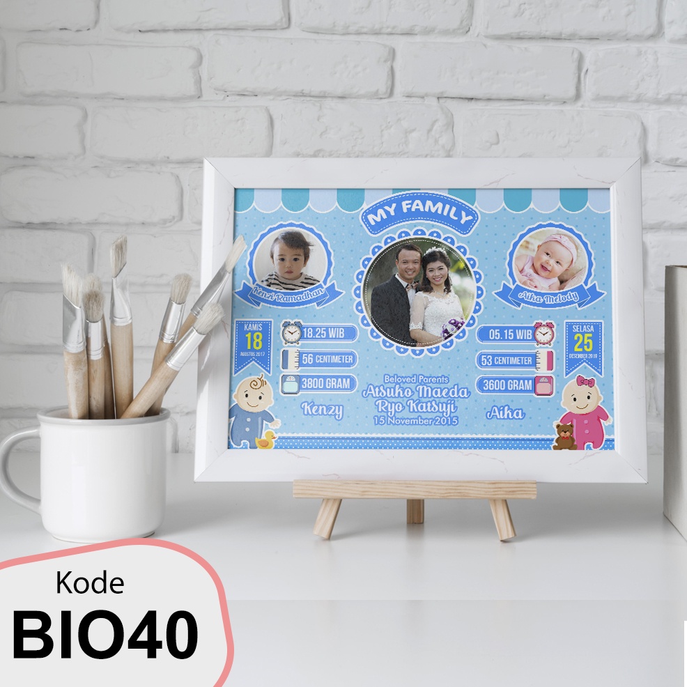 Jual BIO DATA BAYI DUA ANAK DALAM SATU FRAME Dekorasi Frame Baby ...