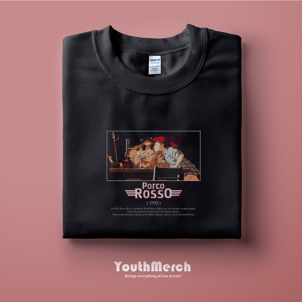 Kaos Anime Porco Rosso - Anime Merch | Unisex | Baju Anime Porco Rosso | Anime Porco Rosso Tees