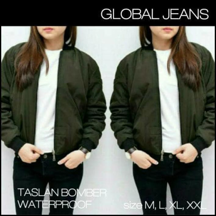 MURAH - JAKET WANITA JUMBO BOMBER GREEN ARMY / HIJAU ARMY POLOS --- JAKET WANITA  TERBARU