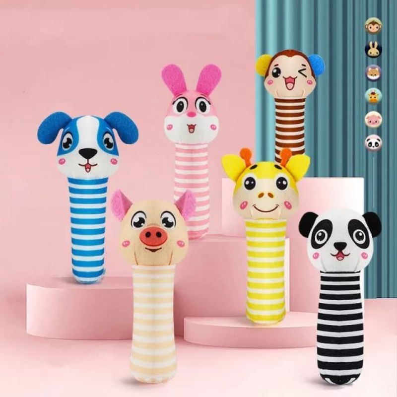 Rattle stick animal / mainan boneka bunyi / mainan edukasi bayi