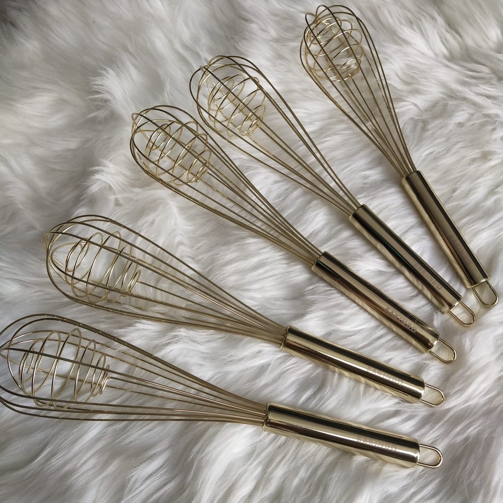 Kingsbakeware Ballon Whisk Stainless Steel Gold Premium / Pengocok Telur