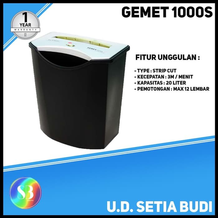 

Mesin Penghancur Kertas Paper Shredder GEMET 1000S ( ASURANSI ) Murah