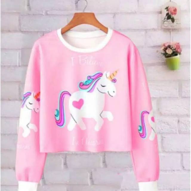 JNY.Co Sweater Crop UNICORN Pink