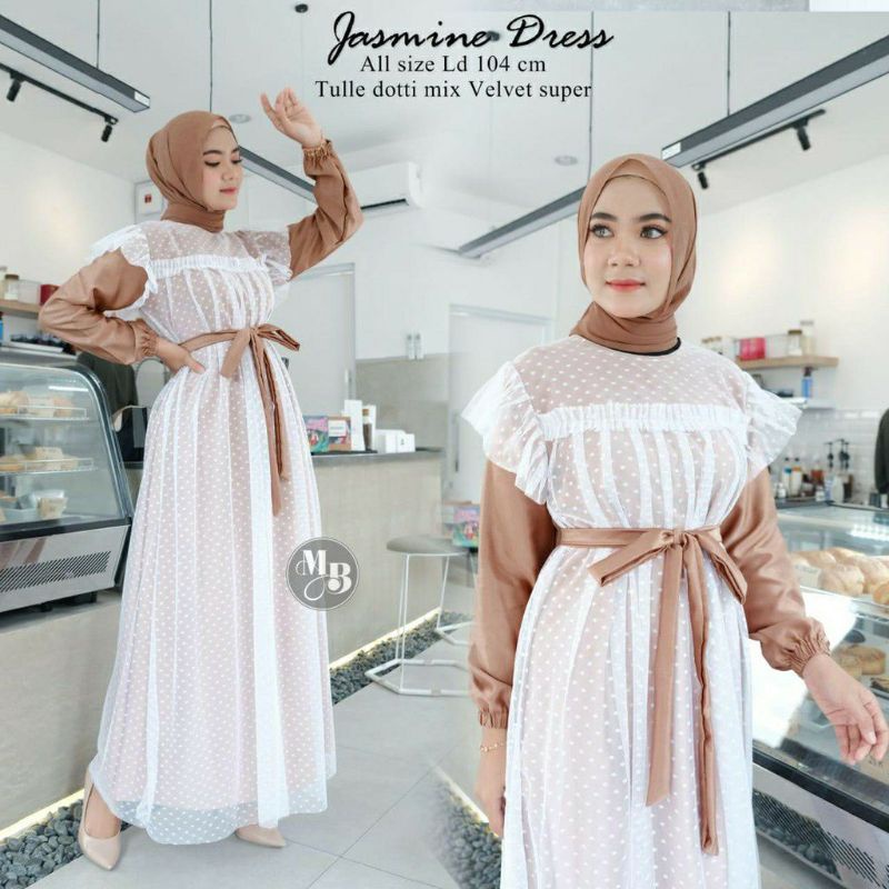 Veluna Aprilia Dress - 198 - Brukat Tile Premium Gamis Muslimah Dress Kondangan