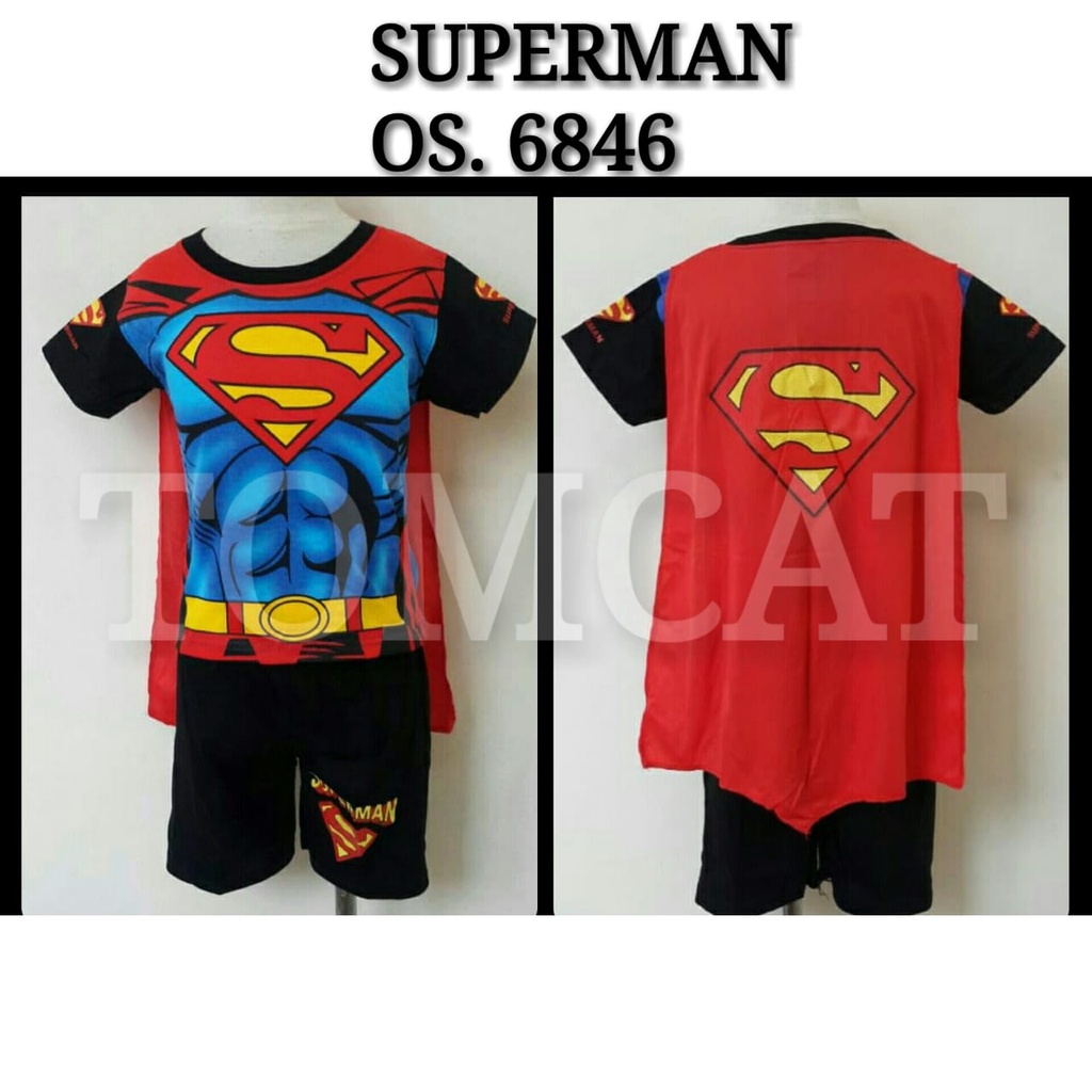 Baju Anak Sayap Superman Murah Setelan Celana Pendek Karakter Superhero Laki-Laki