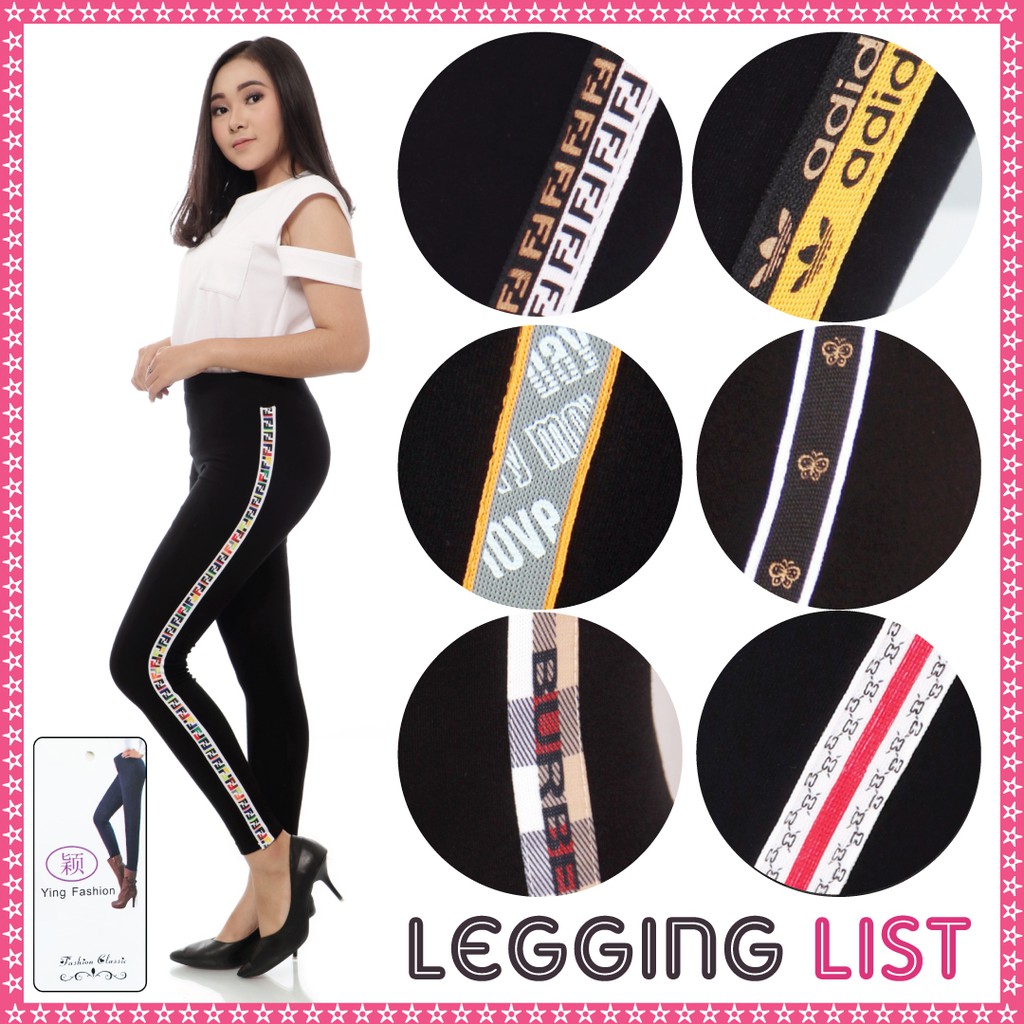 Koleksi Legging List Wanita / Legging Lis wanita import / Legging list jumbo wanita / legging fashion wanita / LEEGGING LIS SAMPING / LEGGING LIST SAMPING / legging panjang wanita