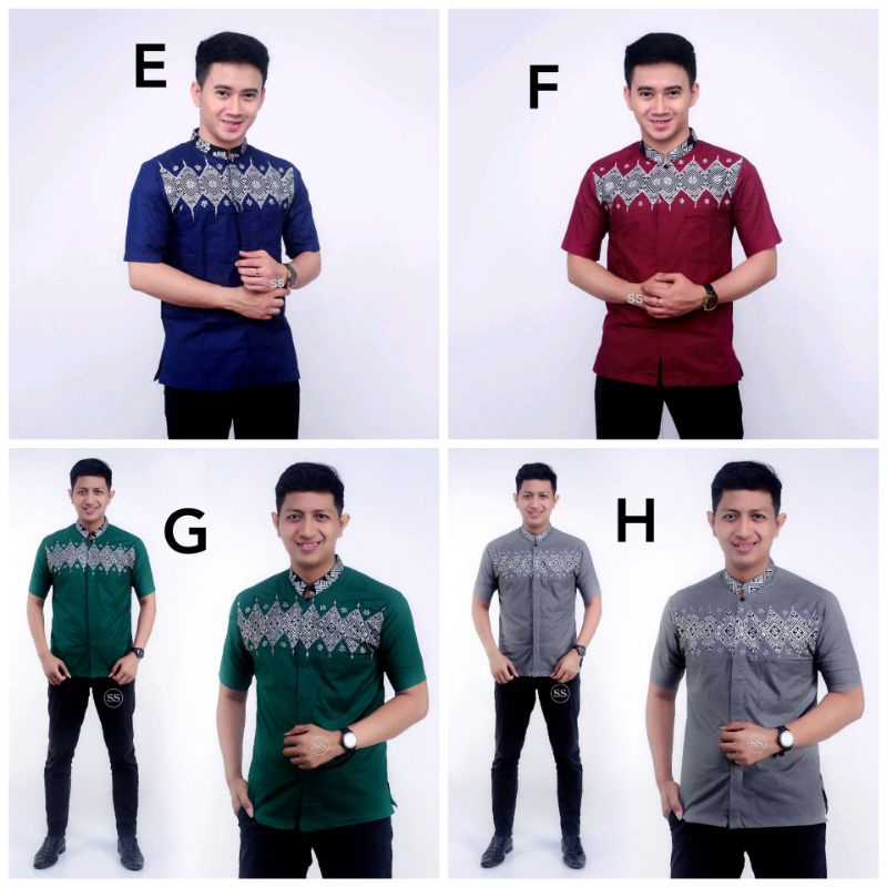 Koko Bordir Batik Kombinasi Fashion Muslim Kombinasi C07 Al Haramain Hijau M/L/XL Dewasa