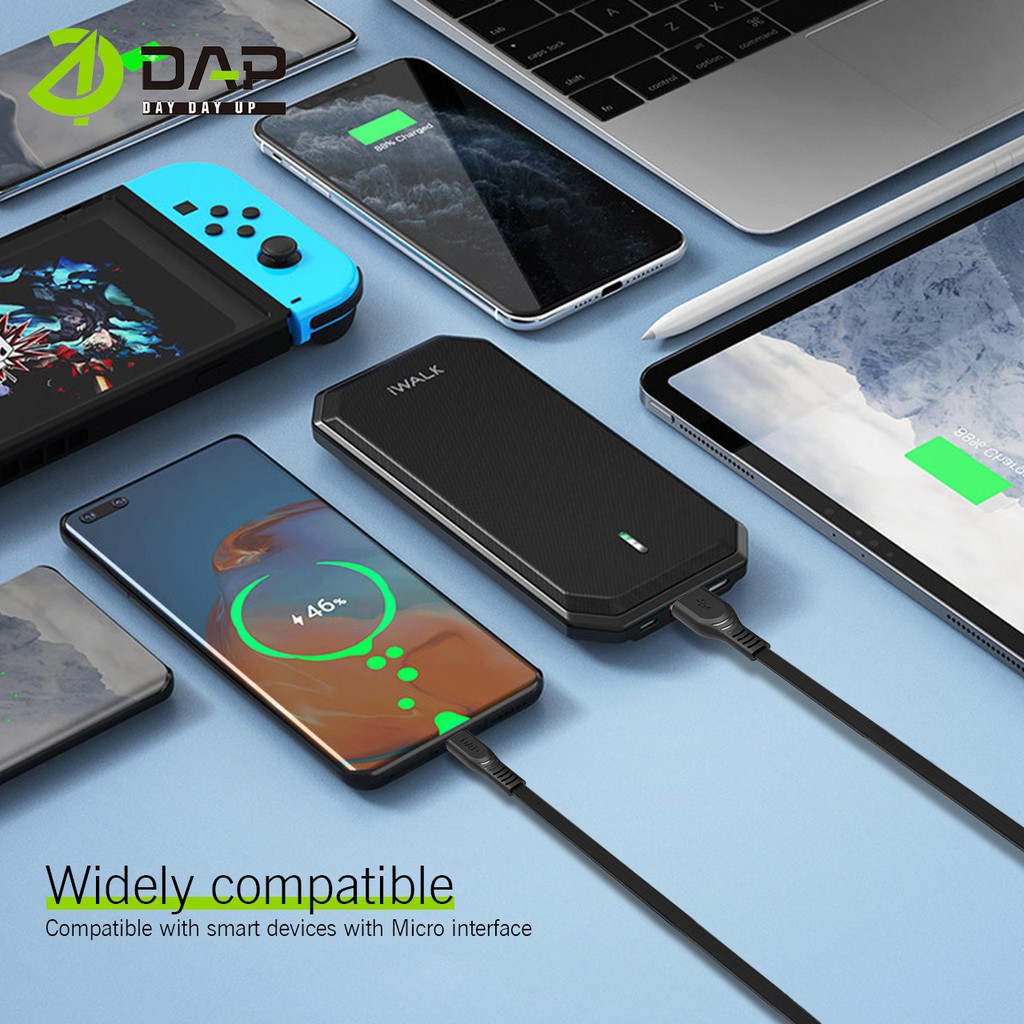 DAP Kabel Data Micro USB Android 100cm Fast Charging 2.4A Garansi Resmi 1 Tahun D-CBM100