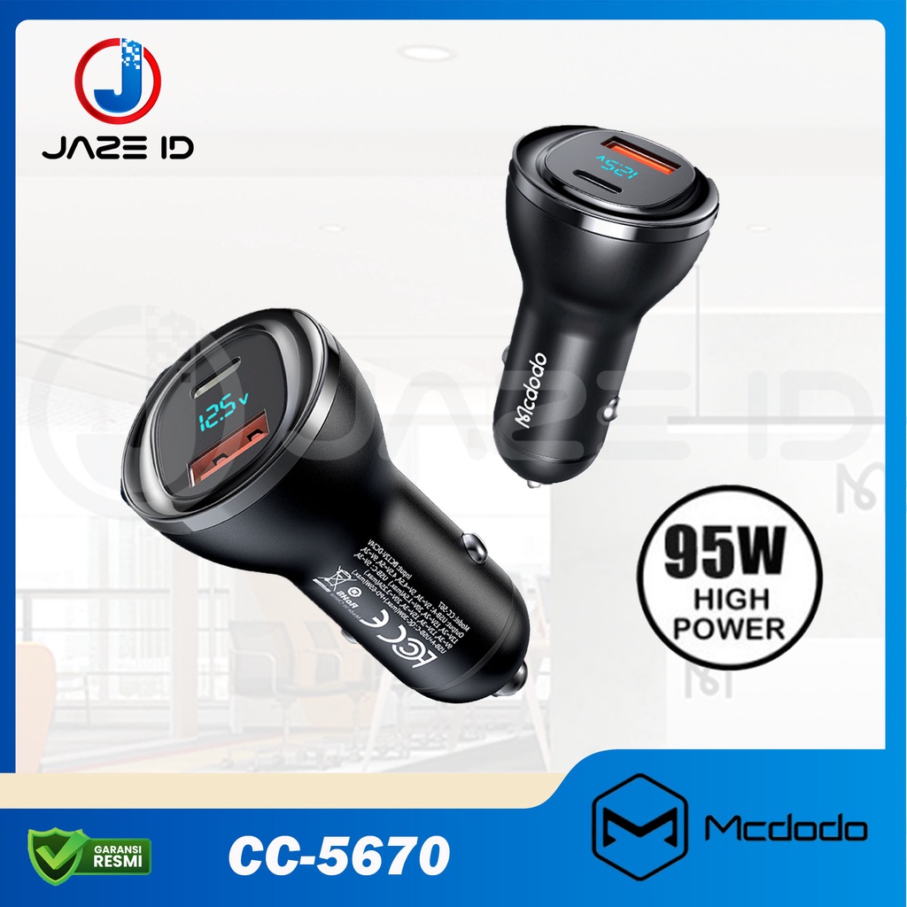 MCDODO Car Charger USB PD Type C Fast Charging QC 3.0 Mobil 95W CC5670