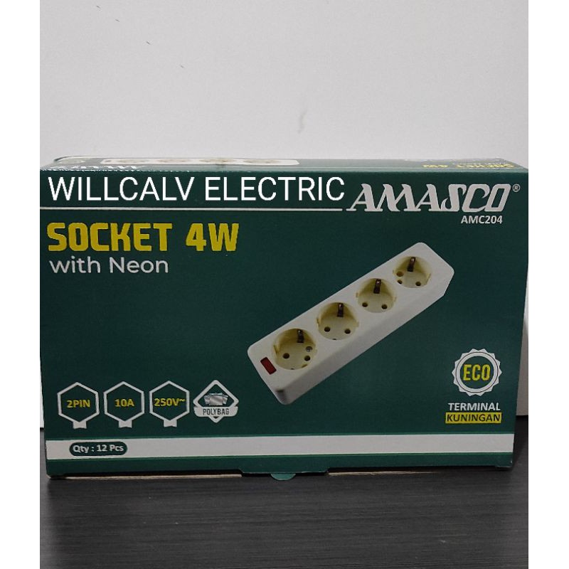 STOP KONTAK AMASCO 4 LUBANG KUNINGAN / STOP KONTAK ARDE 4 LUBANG AMASCO TERMINAL KUNINGAN