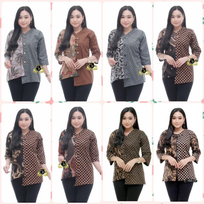 Batik wanita ASJ SA HRB026 Kenongo Kemeja Tosca Pendek
