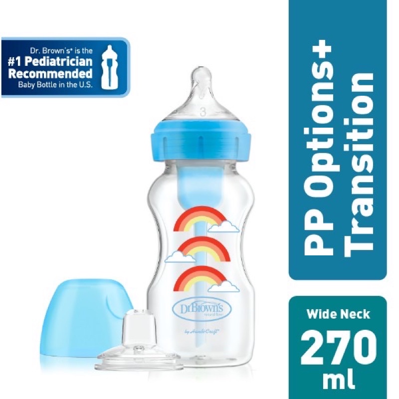 Dr.Brown's Transition Bottle Wide Neck (9 oz/270ML)  - Botol susu WB91605