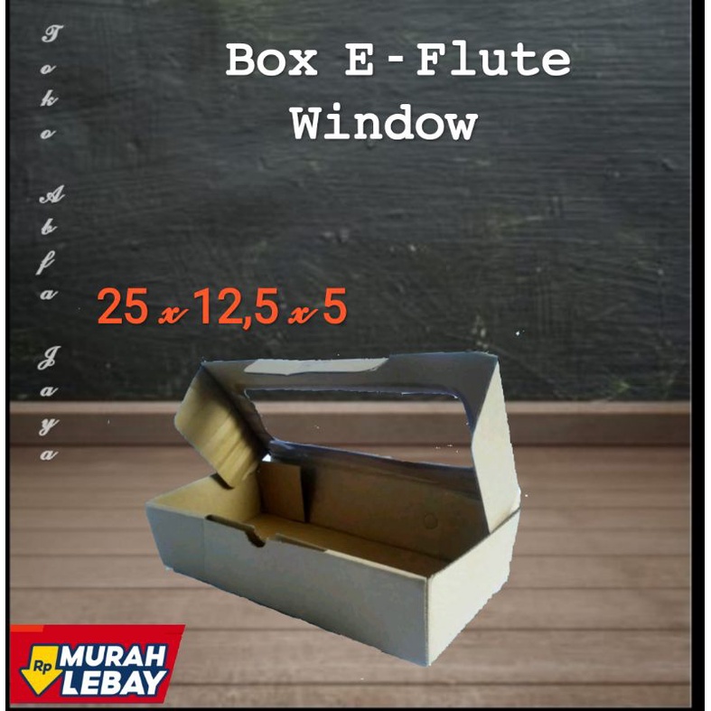 

(Box murah) Box 25 x 12,5 x 5 E flute window. cocok untuk packing snack kue roti souvenir