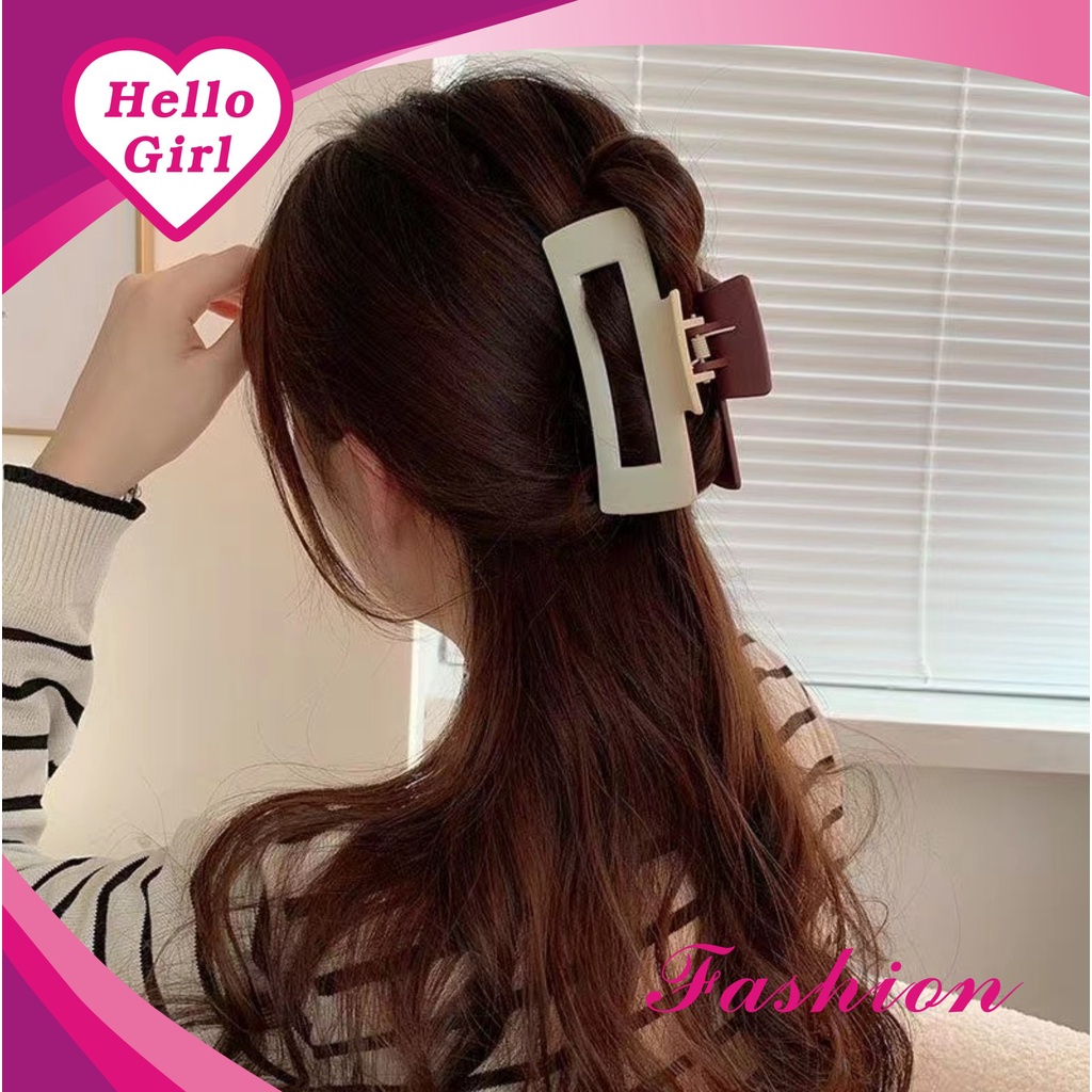 (Hello Girl)F101 Jepit Rambut Wanita Persegi 9cm Women Hair Claw Import