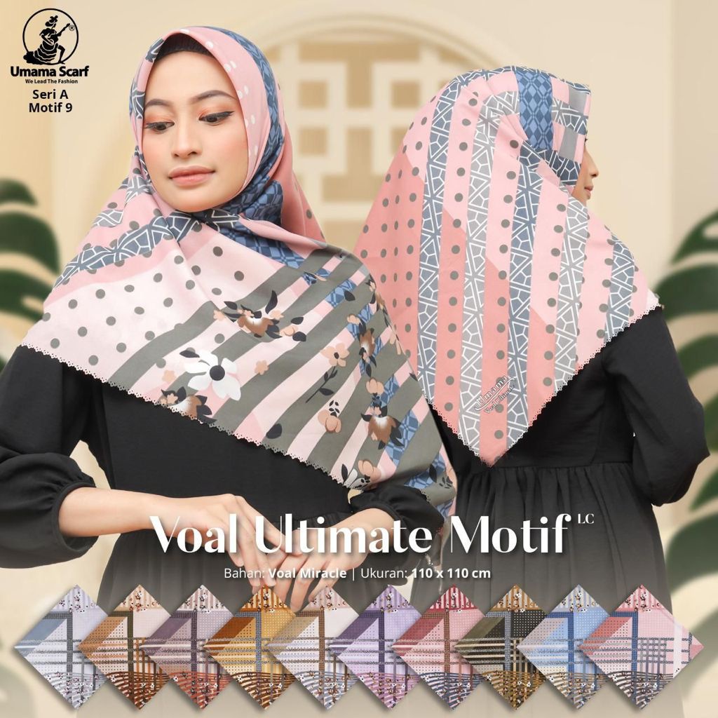 (Motif Baru) Jilbab segiempat VOAL ULTIMATE MOTIF LC by Umama Scarf/Hijab Voal Ultimate Motif Laser 