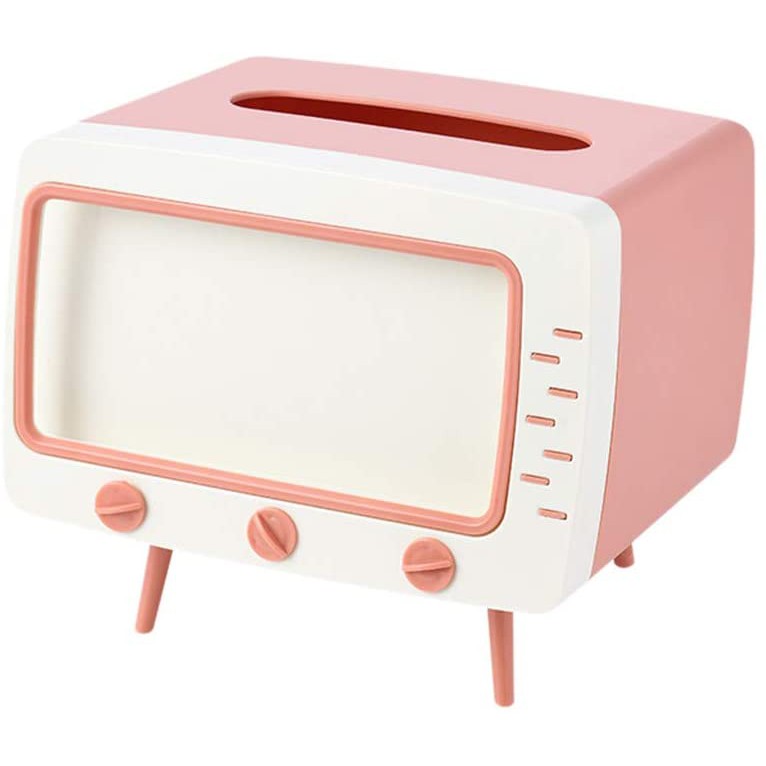 Creative TV tissue box, multifunctional retro desktop household pump up box living room Warna Pink