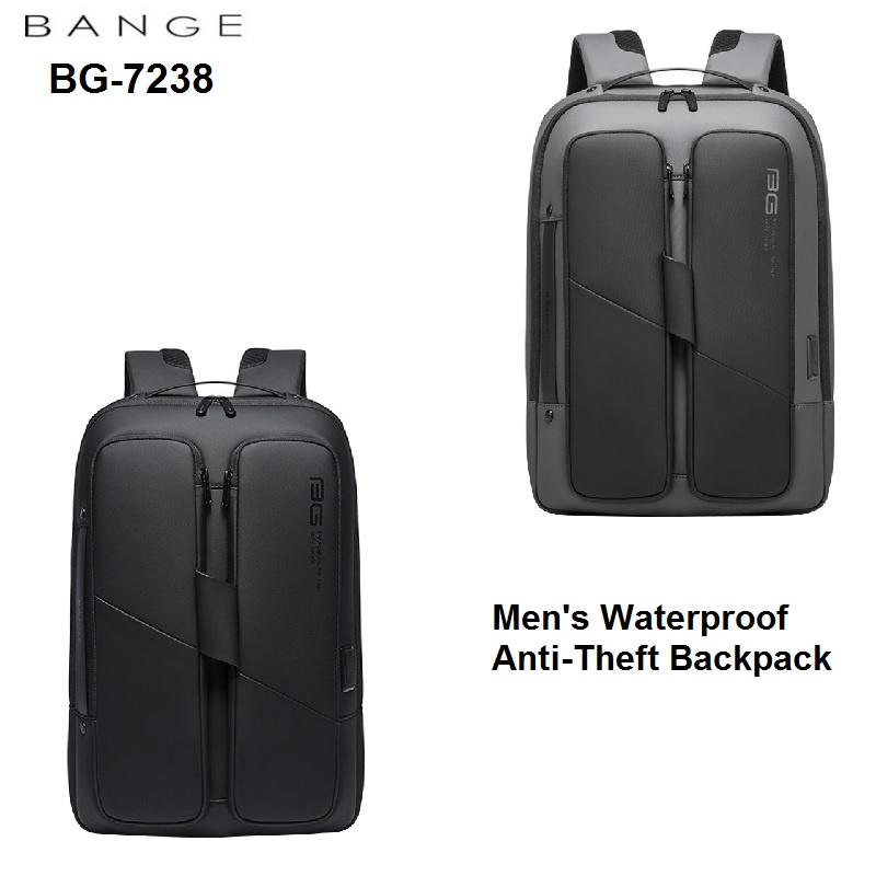 BANGE BG-7238 - Men's Waterproof Anti-Theft Laptop Backpack - Ransel Pria Trendy Modis Casual Anti Air dari BANGE