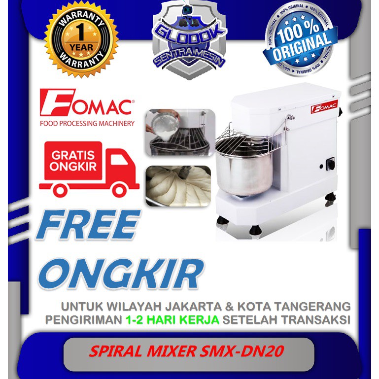 Spiral Mixer Mesin Pengaduk Adonan Spiral 10 Liter SMX-DN10 FOMAC
