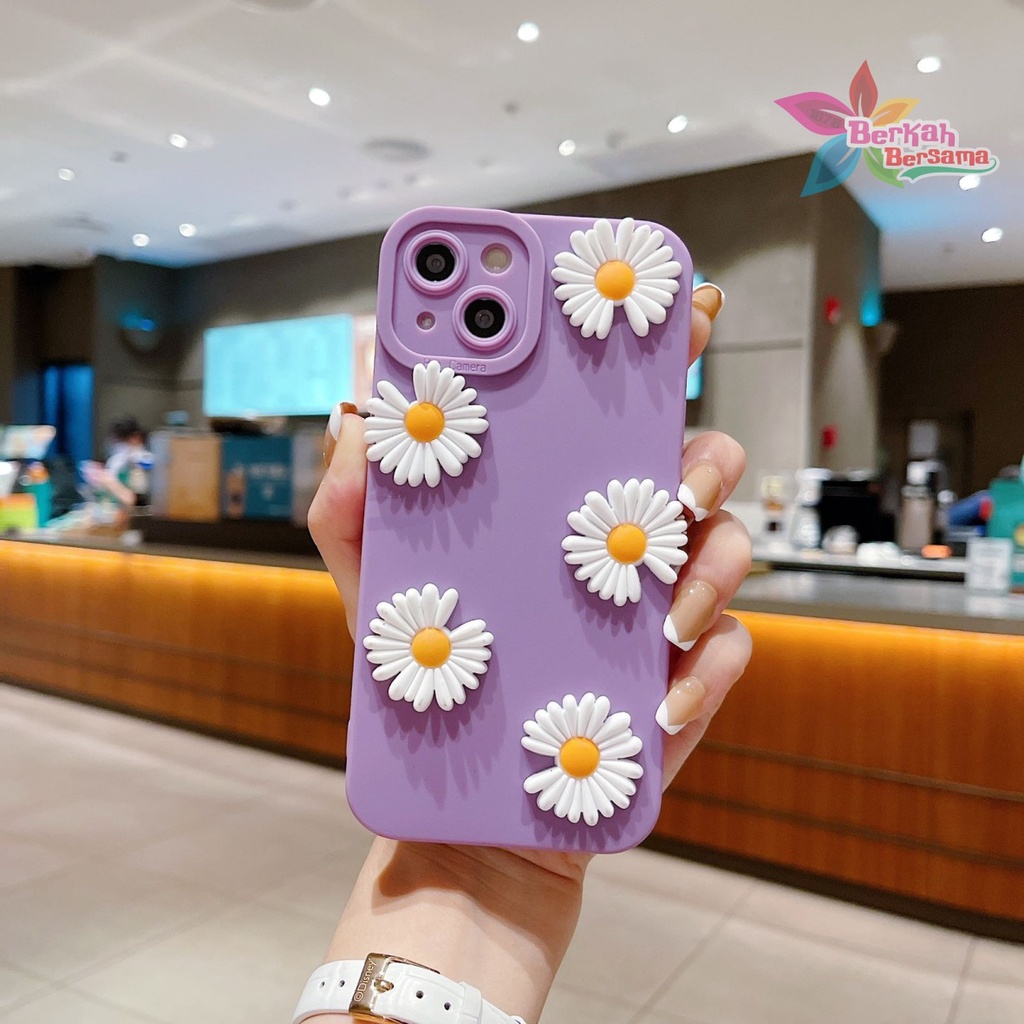 SOFTCASE PROCAMERA BUNGA DAISY 3D SAMSUNG A71 A72 4G A73 A750 A7 2018 BB7052