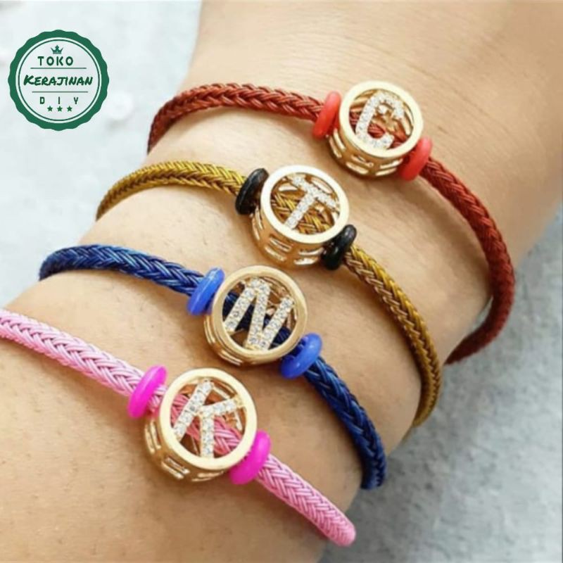 Gelang Tali Huruf Inisial Nama Couple Gelang Tali Kawat Waterproof