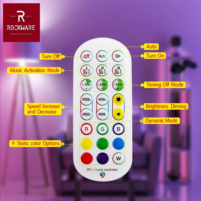 ROCKWARE LED RGB Magic Color Corner Standing Floor Lamp 1.2M 72LED 15W