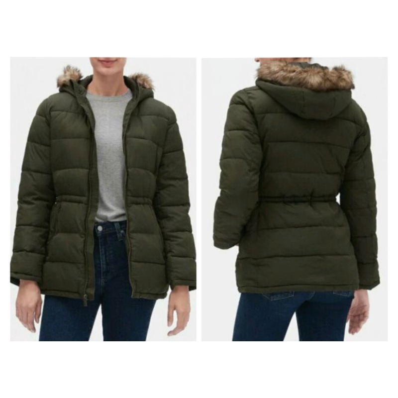 GAP Women Mid Fuffer Jaket Hoodie Winter With Fur Original Branded