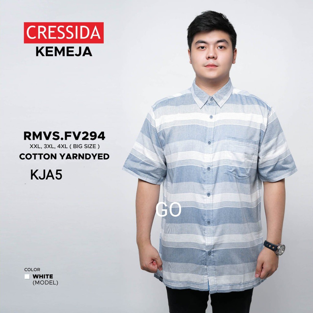 gof KJA CRESSIDA KEMEJA PRIA JUMBO Kemeja Casual Pakaian Pria Lengan Pendek