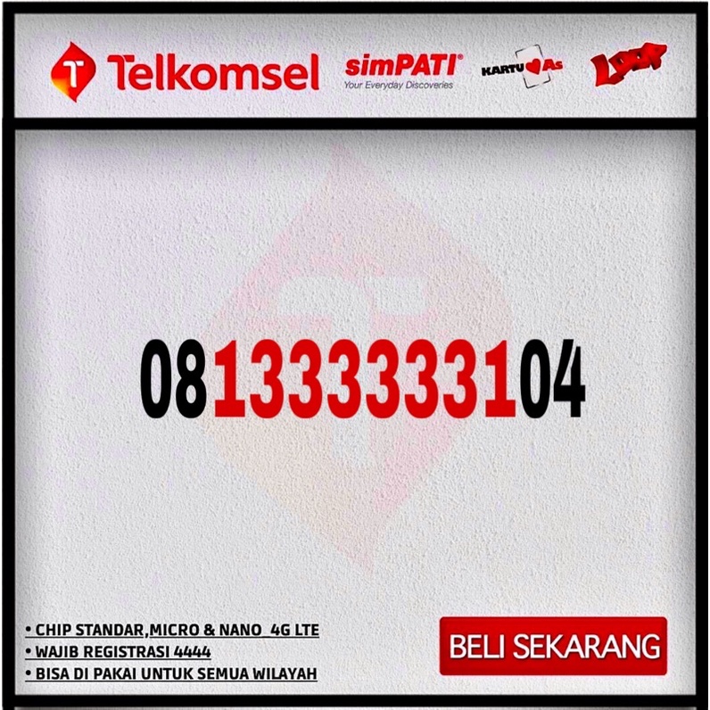 Nomor cantik telkomsel Hexa Simpati kartu perdana cantik Prabayar isi ulang seri rapih mudah dihafal New produk